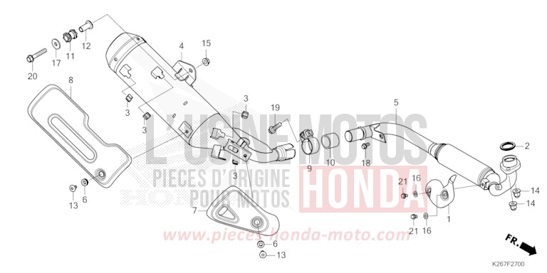 EXHAUST MUFFLER for MSX GROM A FORCE SILVER METALLIC (NH411) from 2021